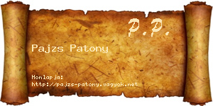 Pajzs Patony névjegykártya